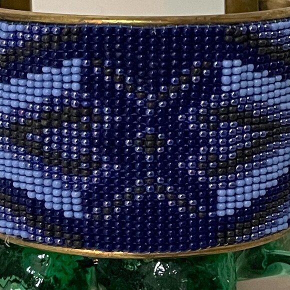 Western Inspired Beaded Cuff Bracelet Blue - Picture 5 of 5